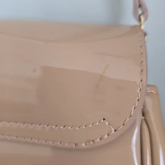 L.K. Bennett Elegant Nude Patent Leather Shoulder Bag - Picture 12 of 15